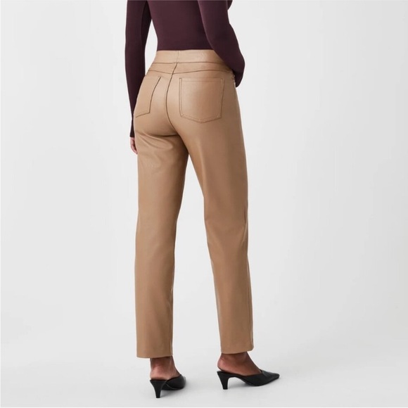 Spanx NWT Faux Leather Pull-On Pants in Toffee Size XL Petite - Picture 3 of 9